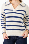 Navy Stripes Collar Knit