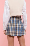 Blu Pepper Plaid Tennis Pleated Mini Skirt